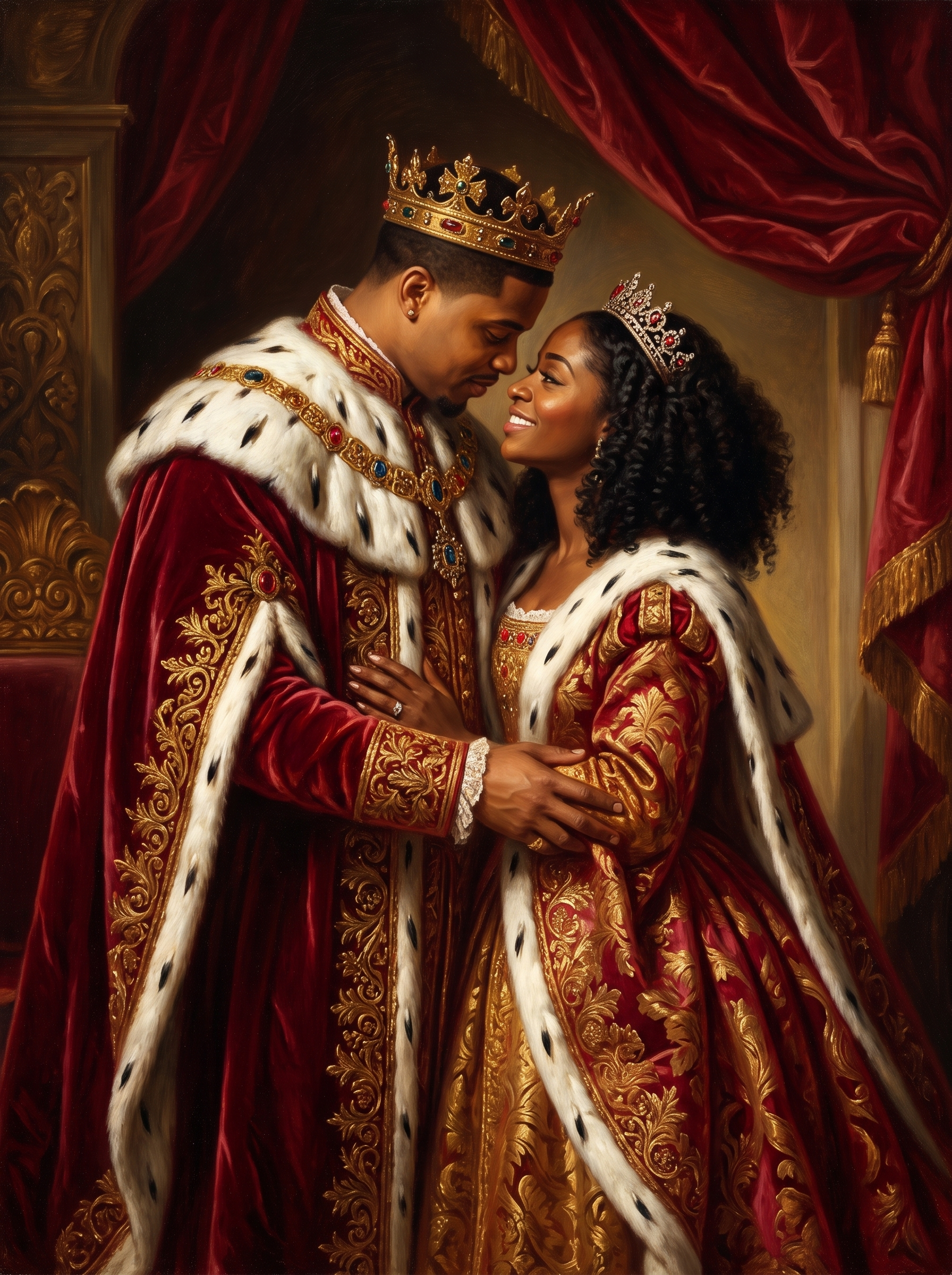 AI-painted royal portrait on canvas