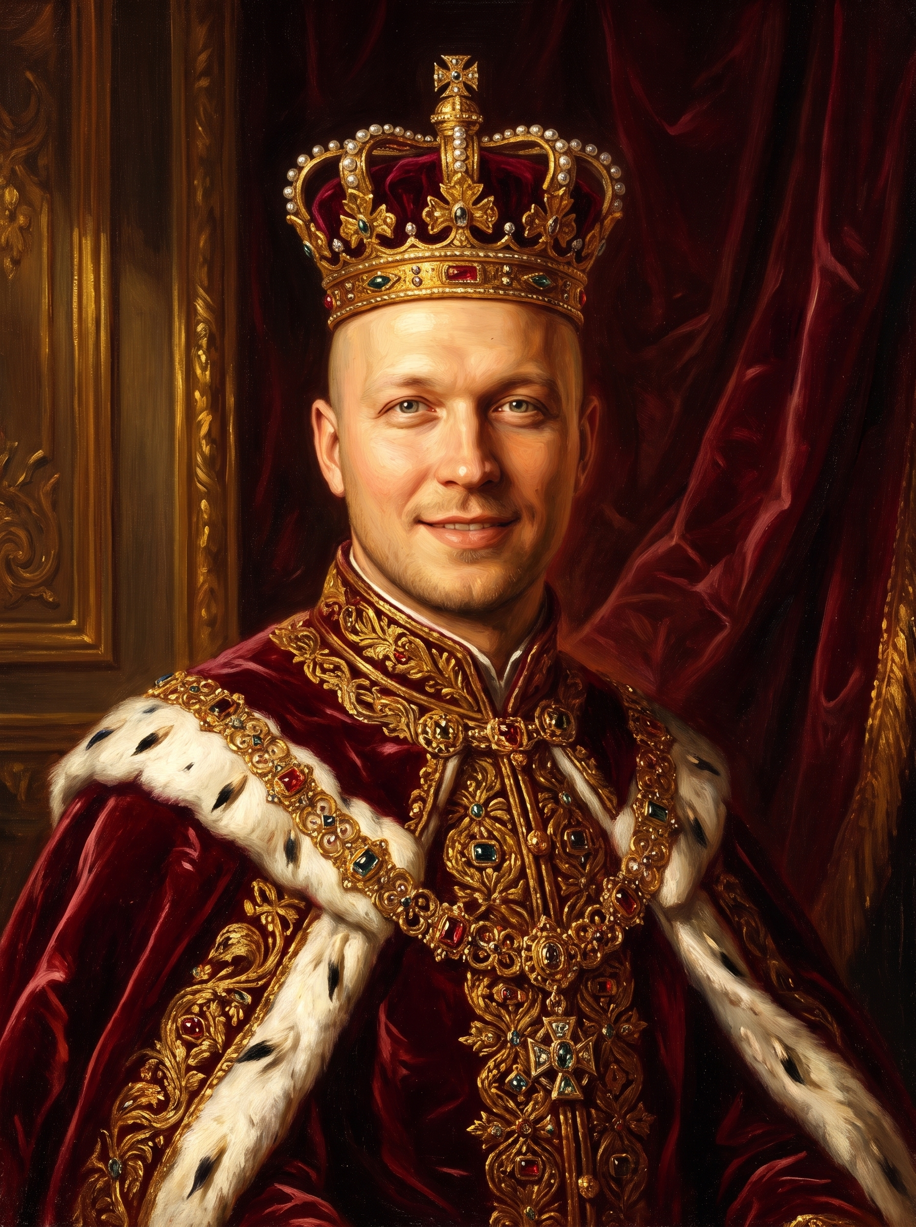 Canvas portrait shown at 60 × 90 cm on the wall